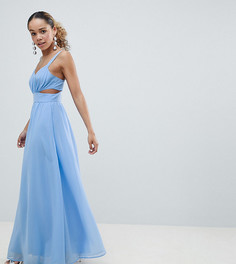 Платье макси на бретельках с разрезами ASOS DESIGN Petite - Синий