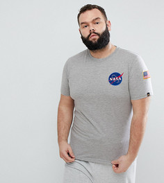 Серая футболка Alpha Industries PLUS Nasa Shuttle - Серый