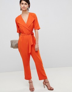 Комбинезон с запахом и поясом ASOS DESIGN - Оранжевый