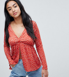 Топ с глубоким V-образным вырезом ASOS DESIGN Petite - Оранжевый