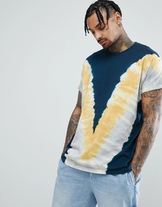 Синяя оверсайз-футболка с принтом тай-дай и отворотами на рукавах ASOS DESIGN - Темно-синий