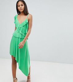 Асимметричное платье миди с оборками ASOS DESIGN Tall - Зеленый