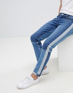 Синие джинсы скинни с полосками по бокам ASOS - Синий