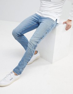 Выбеленные синие джинсы скинни с кнопками ASOS - Синий
