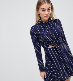 Платье мини в горошек с поясом ASOS DESIGN Petite - Мульти