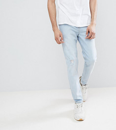 Светлые зауженные джинсы с рваной отделкой ASOS TALL - Синий