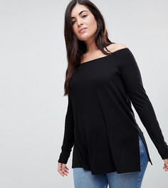 Свободный длинный топ с открытыми плечами ASOS CURVE - Черный