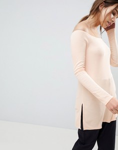 Свободный длинный топ с открытыми плечами ASOS DESIGN - Оранжевый