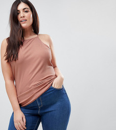 Топ в рубчик с квадратным вырезом ASOS CURVE - Розовый