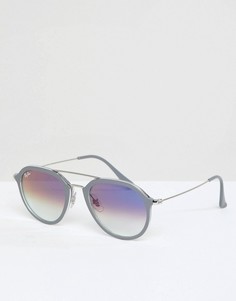 Круглые солнцезащитные очки с двойной переносицей Ray-Ban 0RB4253 - Серый