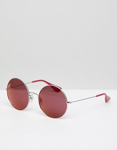 Круглые солнцезащитные очки с розовыми стеклами Ray-Ban Jajo 0RB3592 - Серебряный