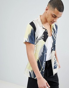 Рубашка со сплошным принтом и отложным воротником Selected Homme - Белый