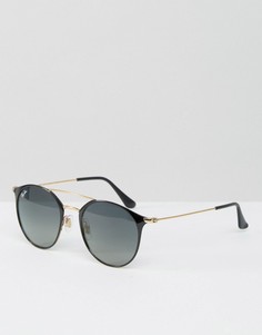 Солнцезащитные очки в круглой оправе с двойной переносицей Ray-Ban 0RB3546 - Черный
