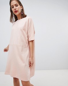 Трикотажное платье с короткими рукавами Pieces - Розовый