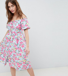 Сарафан миди с открытыми плечами и цветочным принтом ASOS DESIGN Petite Ultimate - Мульти