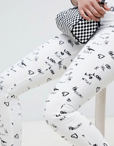 Джинсы скинни с монохромным принтом и завышенной талией ASOS DESIGN Ridley - Мульти