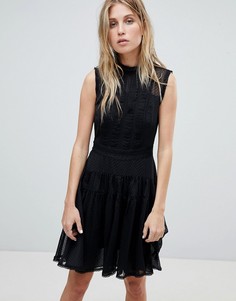 Платье мини с кружевными вставками AllSaints - Черный