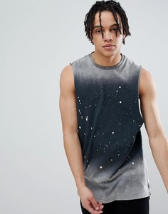 Длинная футболка без рукавов с эффектом кислотной стирки ASOS DESIGN - Серый