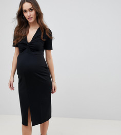Платье-футляр из понте с перекрученной отделкой ASOS DESIGN Maternity - Черный