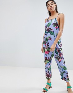 Трикотажный комбинезон с завязками и тропическим принтом ASOS DESIGN - Мульти