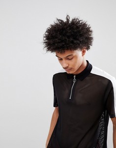 Свободная длинная футболка-поло черного цвета ASOS DESIGN - Черный