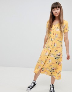Чайное платье миди на пуговицах New Look - Желтый