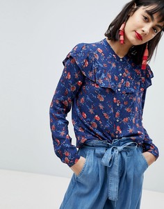 Рубашка с оборками и цветочным принтом Esprit - Мульти