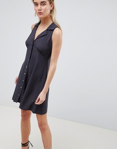 Короткое приталенное платье на пуговицах без рукавов ASOS DESIGN - Серый