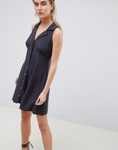 Короткое приталенное платье на пуговицах без рукавов ASOS DESIGN - Серый