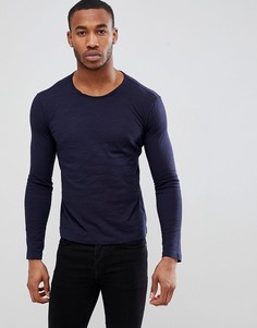 Темно-синий меланжевый лонгслив United Colors of Benetton - Темно-синий