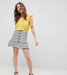 Мини-юбка в полоску с баской и пуговицами ASOS DESIGN Petite - Мульти