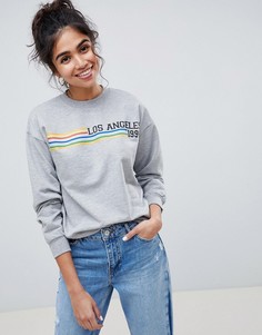 Свитшот с принтом L.A. ASOS DESIGN - Серый