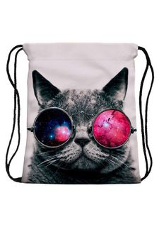 Сумка-мешок для сменной обуви "Cat in glasses" HOMSU