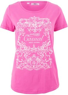 Футболка с короткими рукавами (ярко-розовый с рисунком) Bonprix