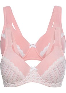 Бюстгальтер из органического хлопка (2 шт.), чашка C (с принтом + нежно-розовый) Bonprix