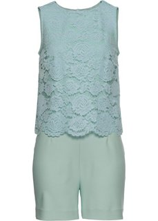 Мини-комбинезон с кружевом (зеленый матовый) Bonprix