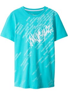 Футболка Slim Fit (аква с рисунком) Bonprix