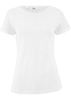 Футболка с кружевной вставкой (белый) Bonprix