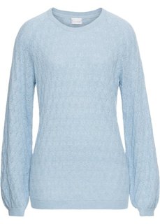 Пуловер с ажурным узором (синий пастельный) Bonprix