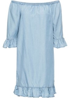 Платье с воланами из тенселя (голубой) Bonprix