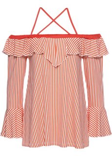 Футболка с воланами (кремовый/мандариновый) Bonprix