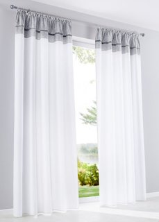 Штора Давина (1 шт.), гофрированная тесьма (белый/серый) Bonprix