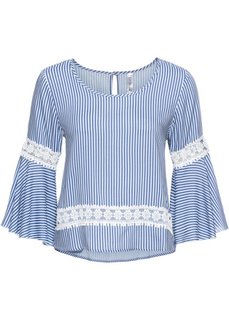 Блузка с воланами (синий/белый в полоску) Bonprix
