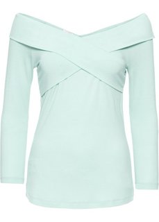 Футболка с эффектом запаха и рукавом 3/4 (дымчато-мятный) Bonprix