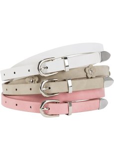 Ремень (3 в наборе) (белый/хаки/розовый) Bonprix