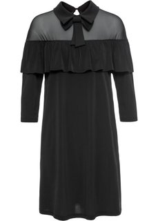 Платье с воротником и воланом (черный) Bonprix