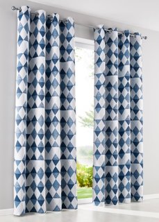 Штора Хавьер (1 шт.), люверсы (синий/серый) Bonprix