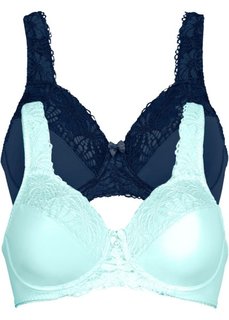 Бюстгальтер-минимайзер (2 шт.), чашка C (темно-синий/мятный) Bonprix