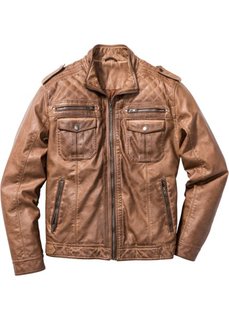 Куртка Regular Fit из искусственной кожи (коньячный) Bonprix