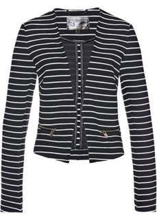 Пиджак из трикотажа (черный/белый в поперечную полоску) Bonprix